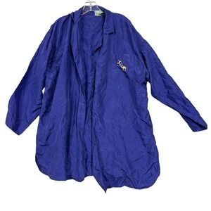 Vintage Camel Robe Mens One Size Blue Silk Moon Stars Embroidered Lounge 90s